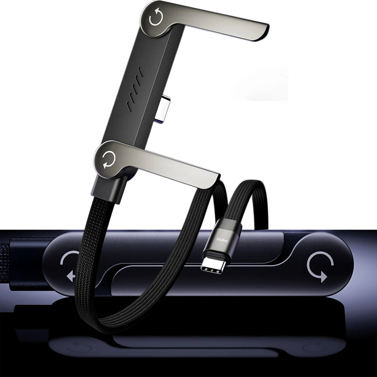 2-in-1 USB-C 240W Fast Charging Cable & Foldable Phone Stand USB-C Charging Cable HIP