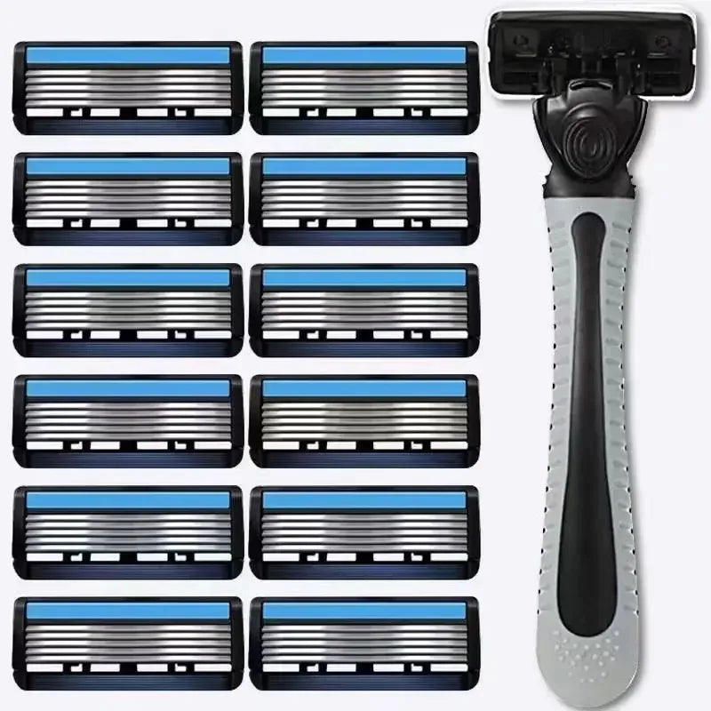 Men's 6-Blade Reusable Safety Razor – Stainless Steel Men's Safety Razor HIP C544-1 frame13 blade
