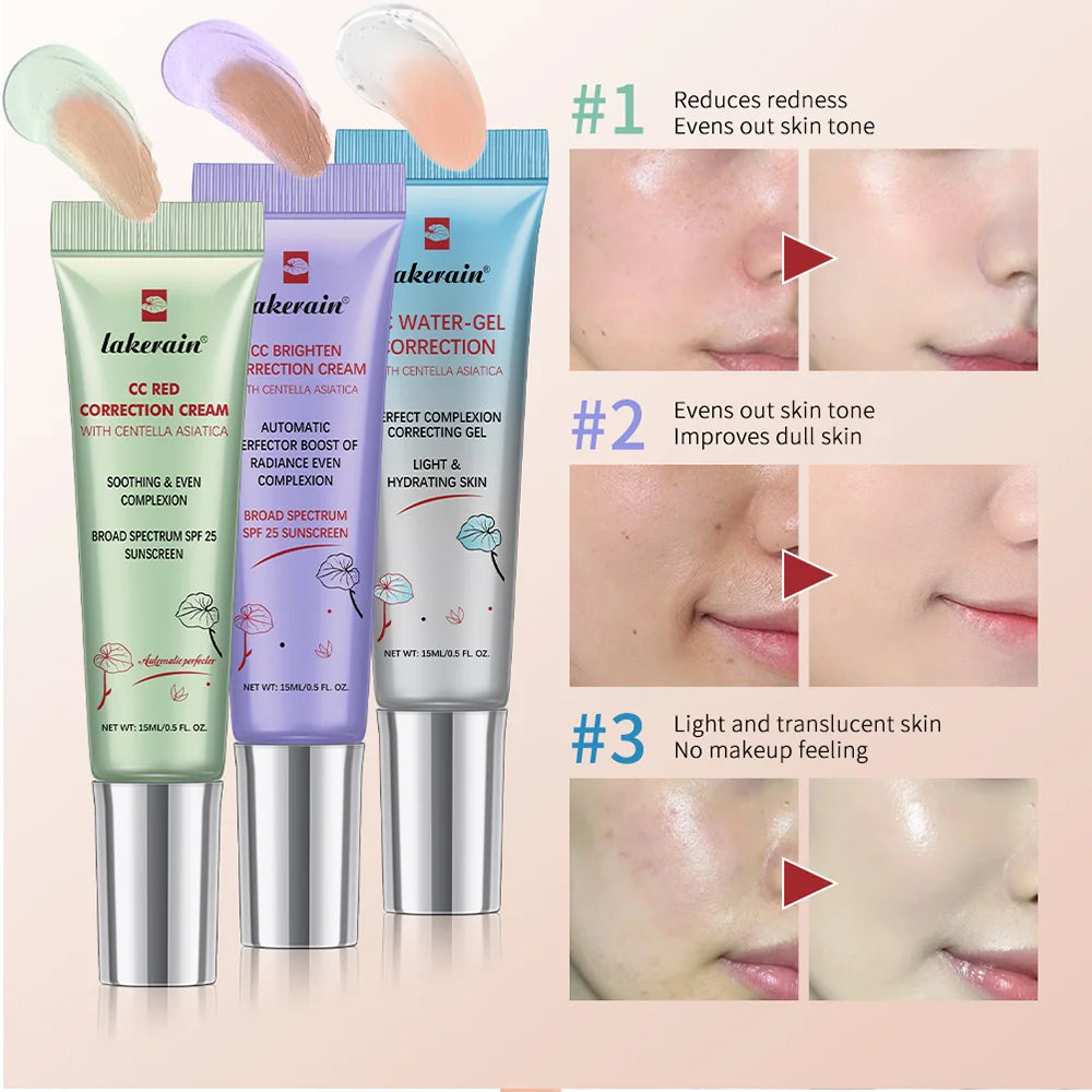 3Pcs /Set CC Cream Centella Korean Makeup Foundation Foundation Cream for Face Base Makeup Color Changing Liquid Foundation HIP