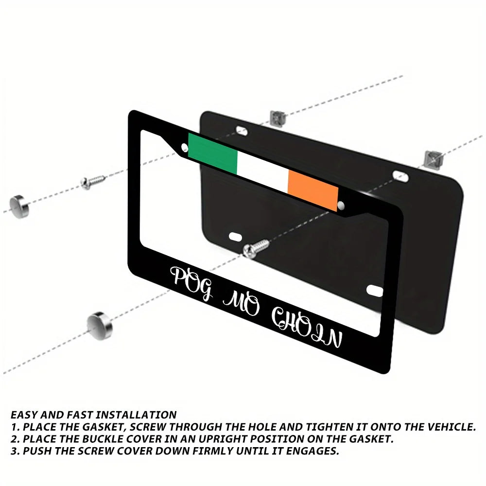 Irish Flag Gaelic License Plate Frame – Aluminum 6x12" License Plate Frame HIP
