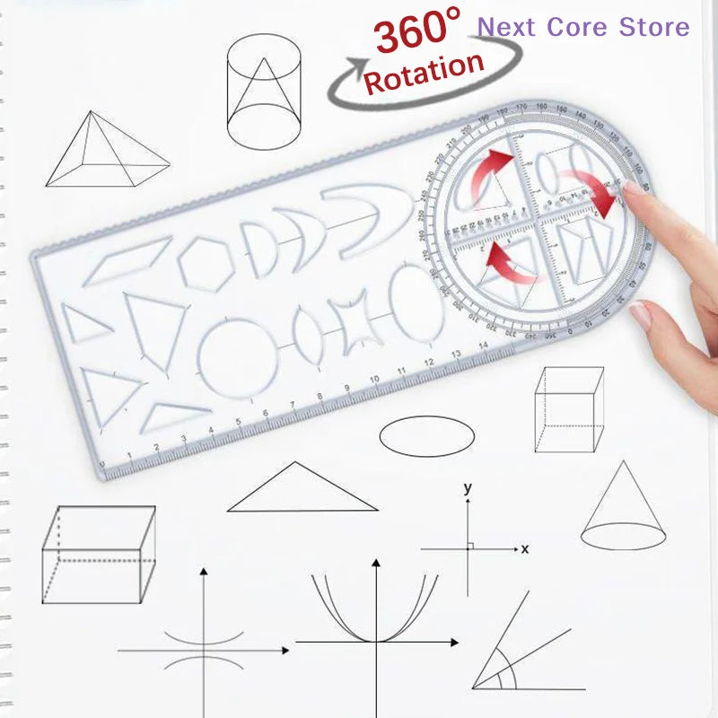 360° Geometric Drawing Ruler – Multifunctional Transparent Geometric Drawing Ruler HIP