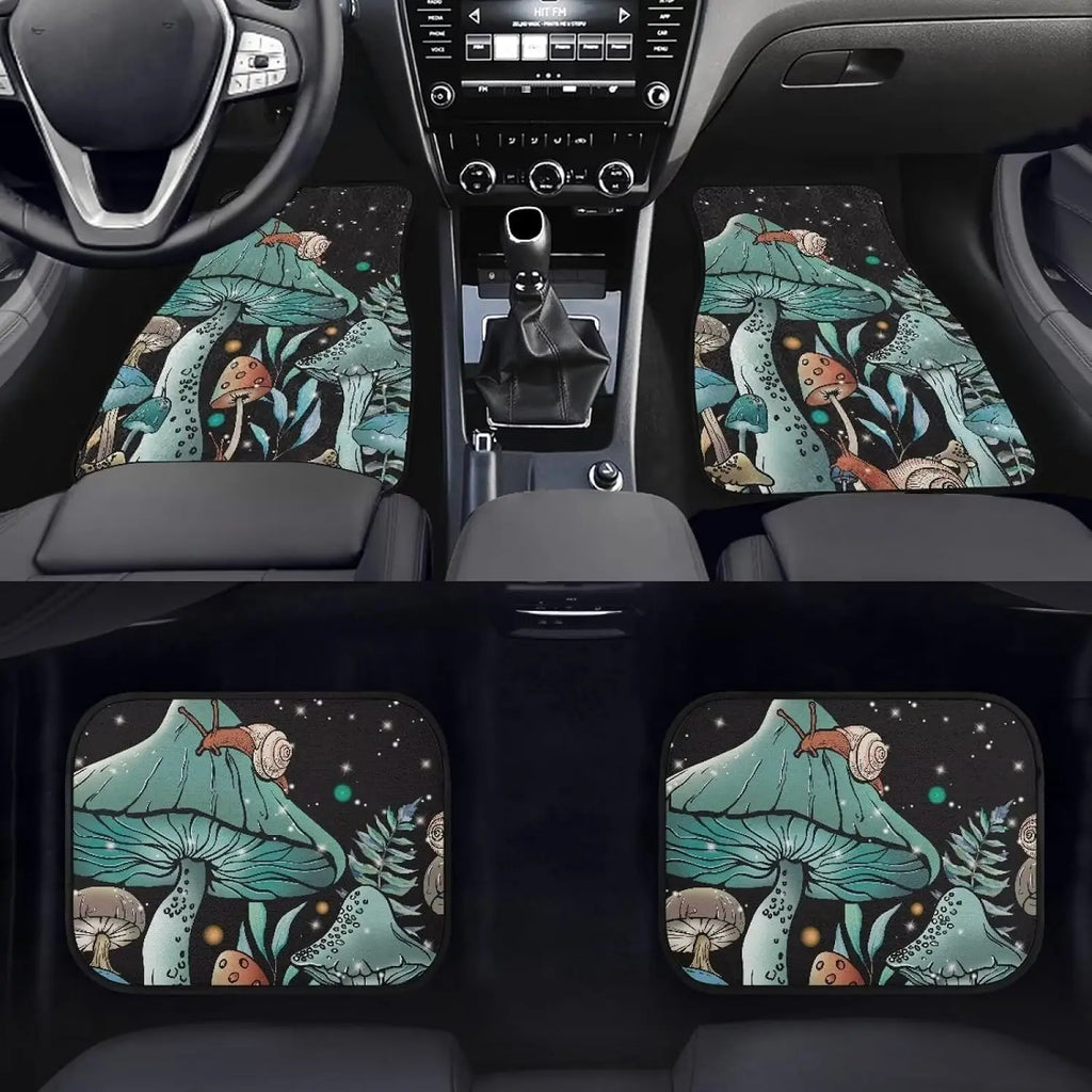 Mushroom Snail Teal Car Floor Mats – 4-Piece Non-Slip Set Car Floor Mat Set HIP