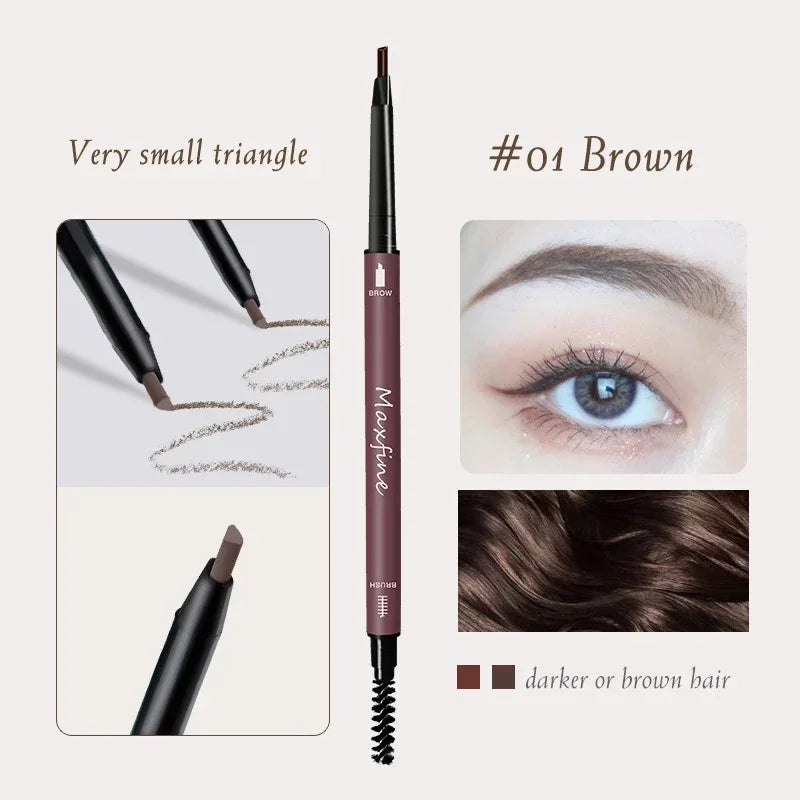 Maxfine Ultra Fine Triangle Eyebrow Pencil Precise Brow Definer Long Lasting Waterproof Morandi Cool Brown Eyebow Makeup 6 Color HIP 01 Brown 1