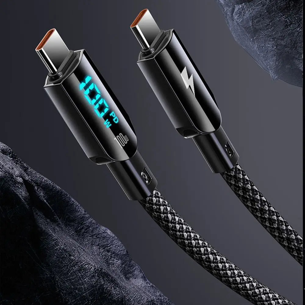 100W USB-C Fast Charge Cable with Digital Display – 1.2M USB-C Charging Cable HIP