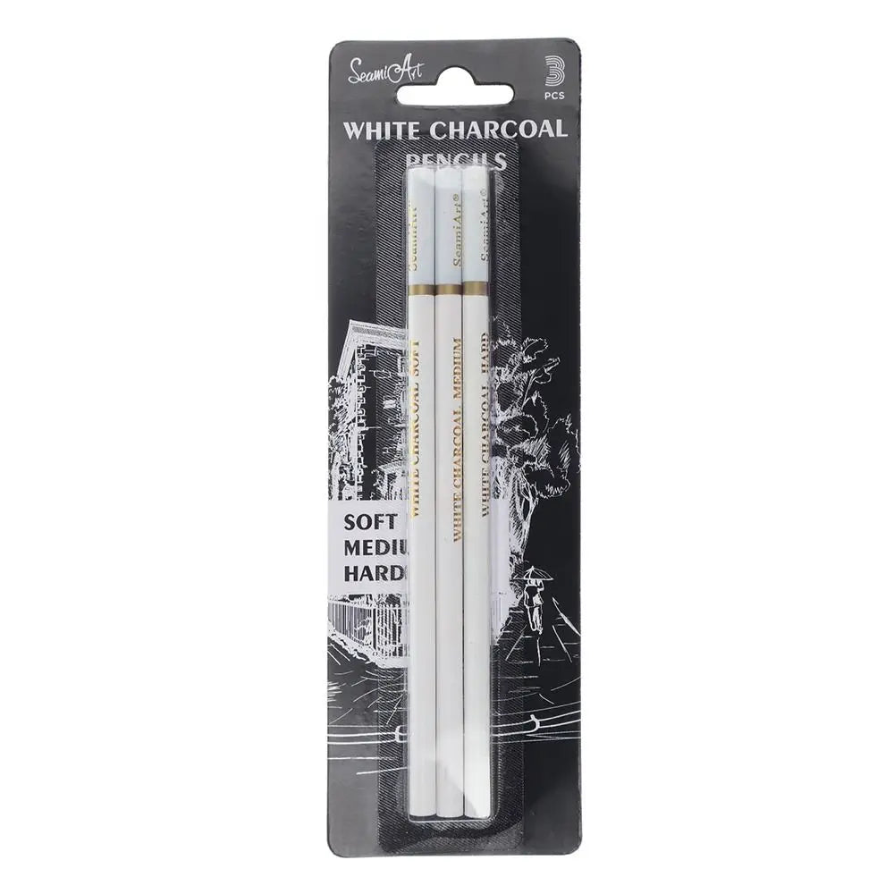 3-Piece White Charcoal Sketch Pencils – Art Drawing Set Art Charcoal Pencil Set HIP