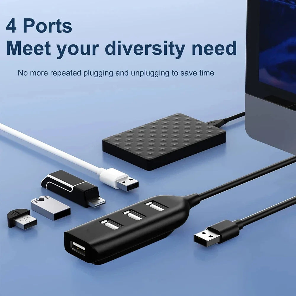 KEBIDUMEI 4-Port USB 2.0 Hub OTG Splitter Adapter for PC & Laptop USB Hub Adapter HIP