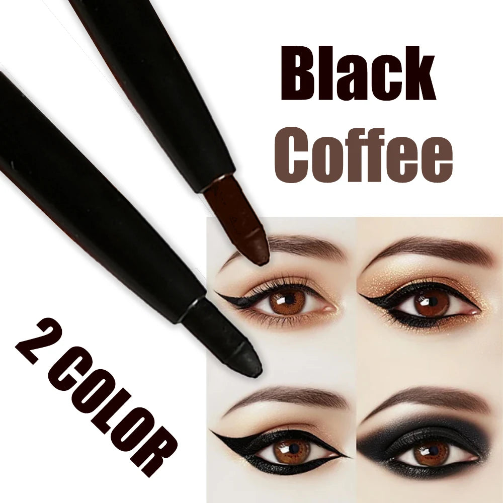 2Pcs Waterproof Black Brown Eyeliner Pencils-Smudge-Proof, Long-Lasting &Beginner-Friendly Smooth High Pigmented Punk Eye Makeup HIP
