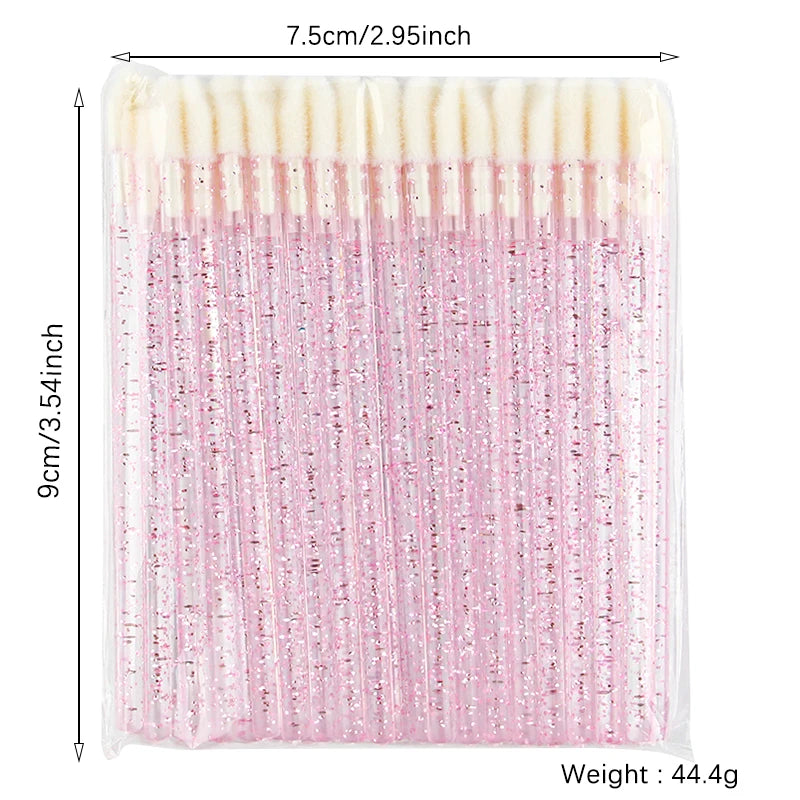 YSDO 50pcs Glitter Lip Gloss Brush Crystal Lipstick Applicators Eyelash Extension Cleaning Brushes Cleaner Makeup Tools Cosmetic HIP