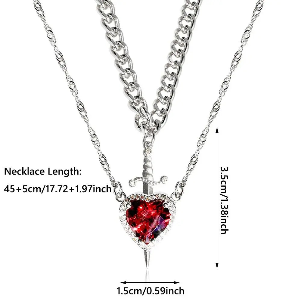 Heart & Sword Pendant Necklace – Silver Plated | HIP Pendant Necklace HIP
