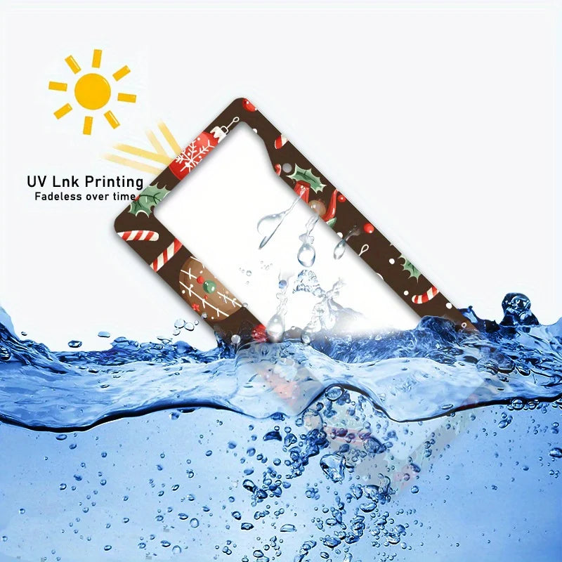 Christmas License Plate Frame – 2D Flat, Universal Fit + Screws License Plate Frame HIP