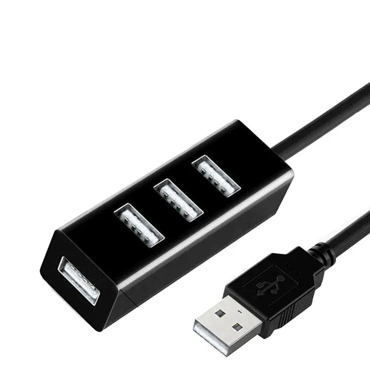 OLPAY 4-Port USB 2.0 Hub Splitter with Power Adapter for PC USB Hub HIP black