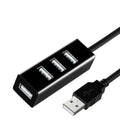 OLPAY 4-Port USB 2.0 Hub Splitter with Power Adapter for PC USB Hub HIP black