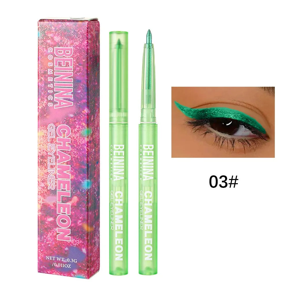Shiny Chameleon Metallic Yellow Eyeliner Gel Pen Eyeshadow Multicolor Eye Liner Pearlescent Polarized Glitter Eye Pigment Makeup HIP 03 Green