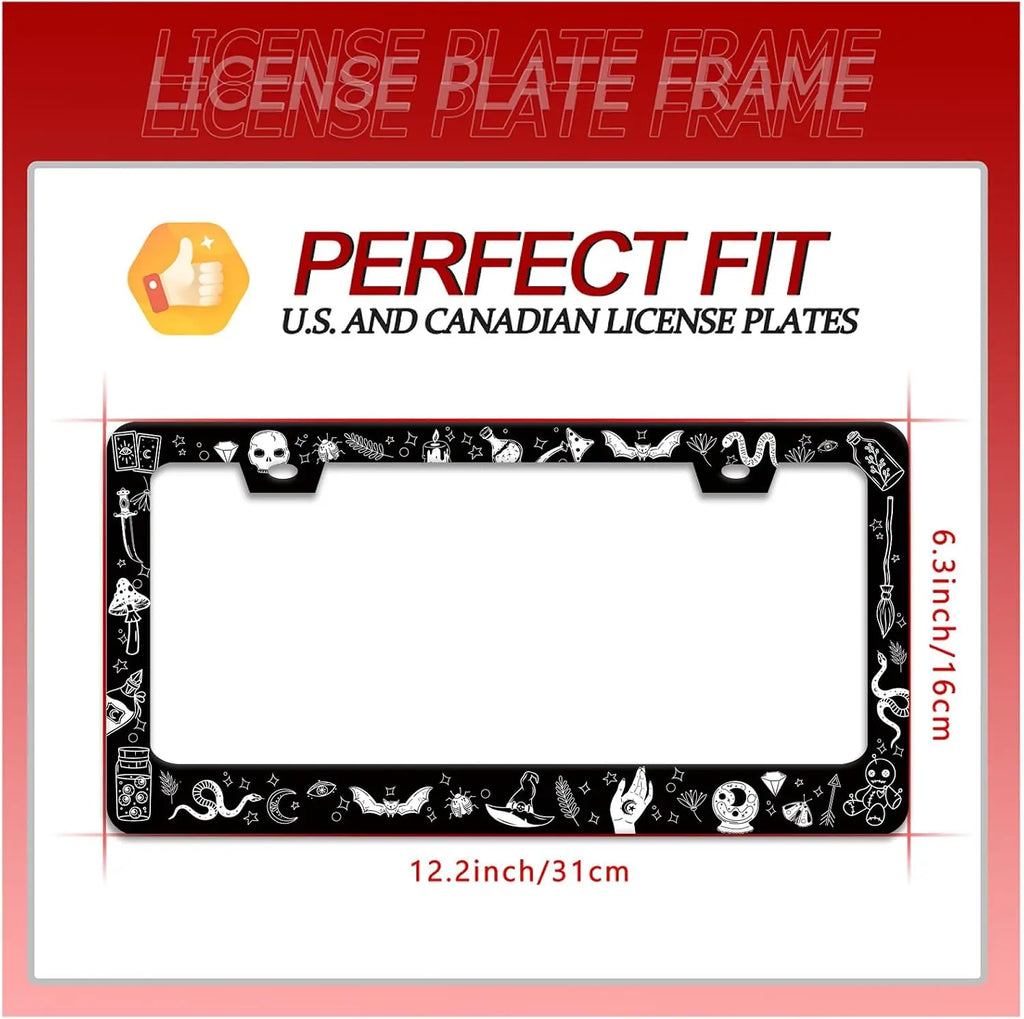 Witch Gothic License Plate Frame – Stainless Steel Car Decor License Plate Frame HIP