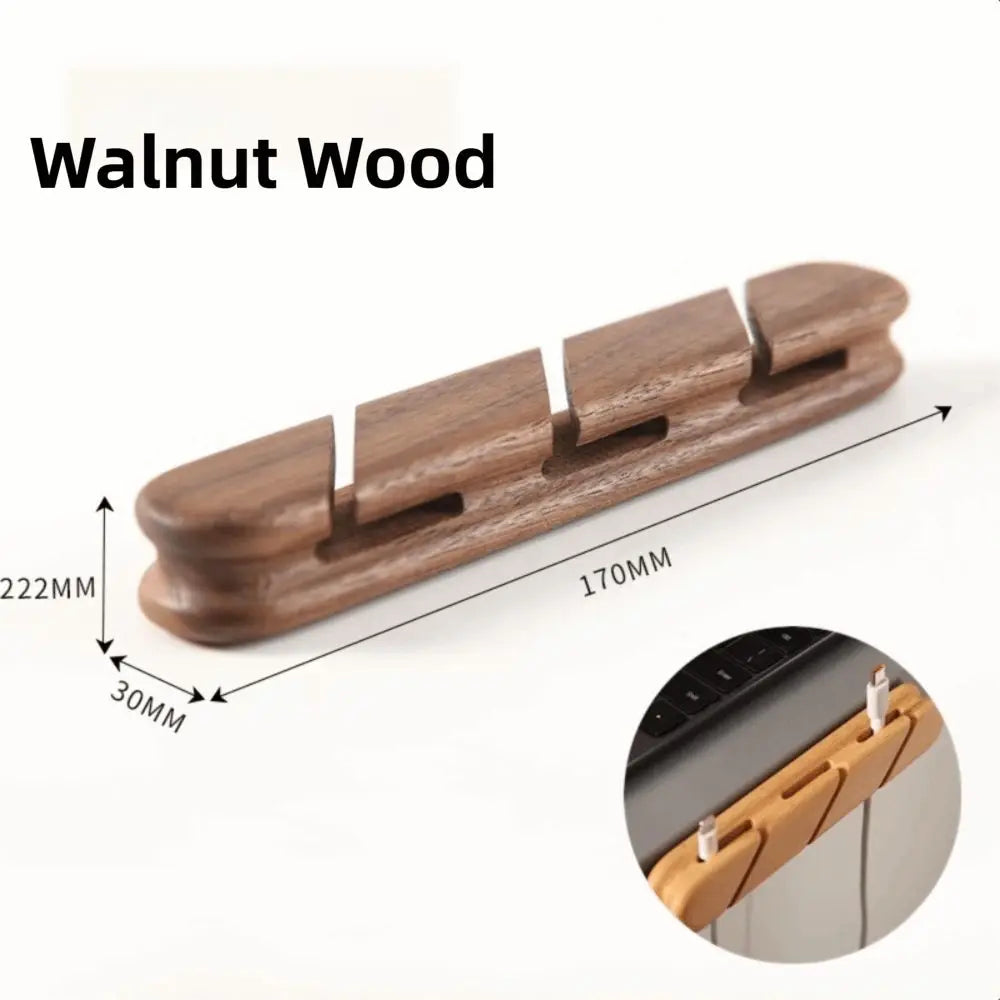Wooden Cable Clamp Self-Adhesive Wire Organizer 2/3 Slots Cable Organizer Clip HIP