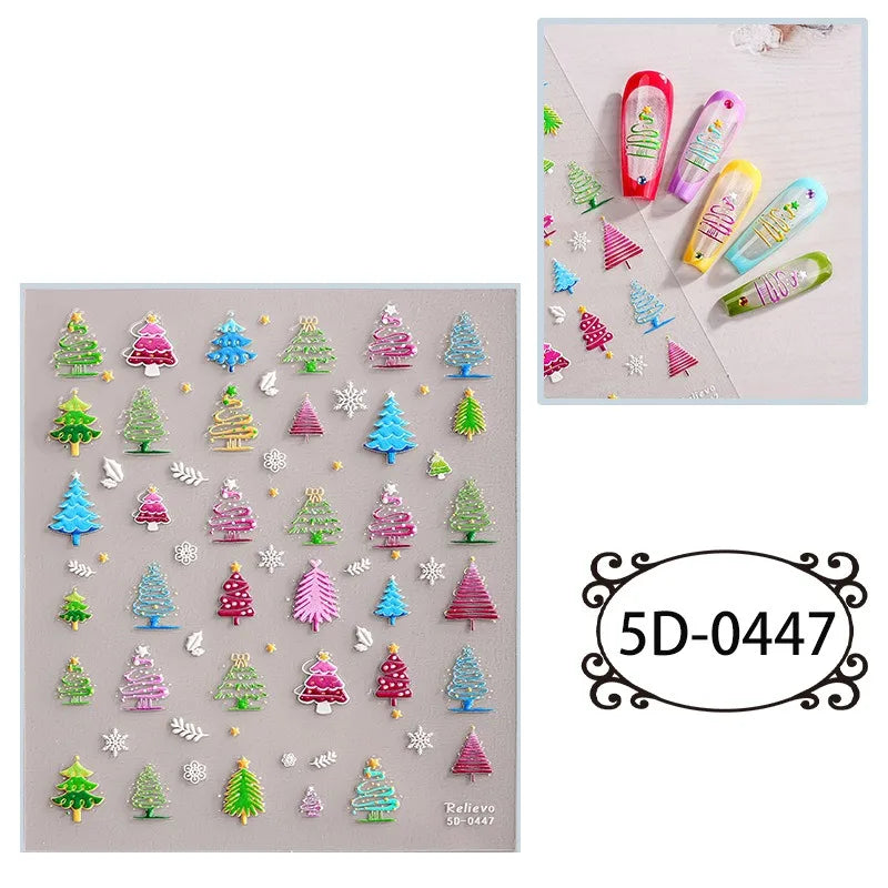 5D Embossed Nail Art Stickers Waterproof Halloween Christmas Handset Decals DIY Manicure Graffiti Decoration Nails Art Ornament HIP 47