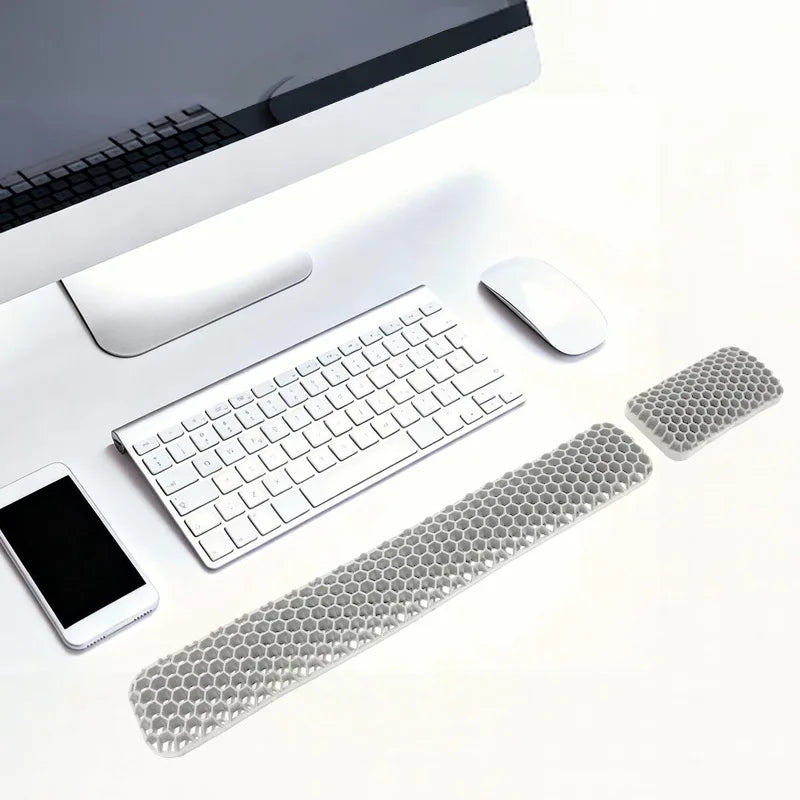 Honeycomb Ergonomic Wrist Rest Set – Keyboard & Mouse Pad Ergonomic Wrist Rest Set HIP White