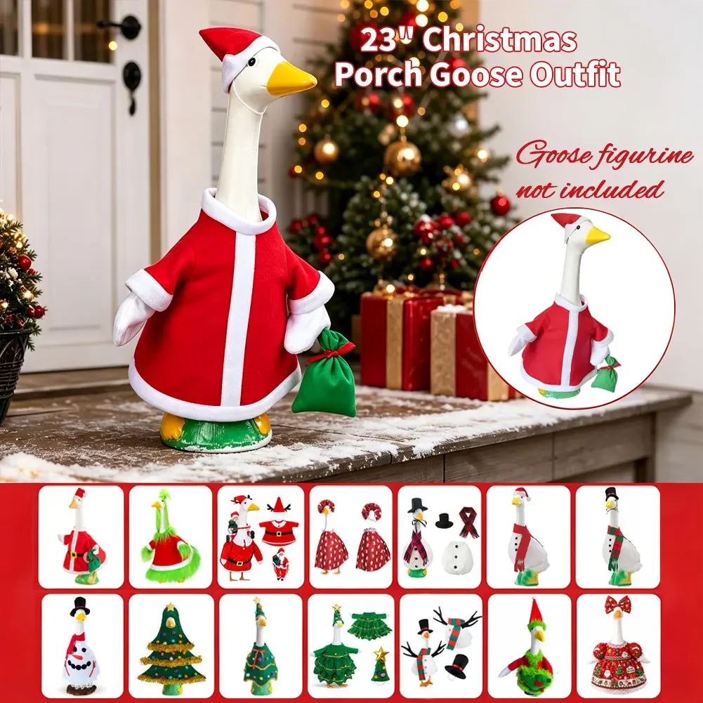 Porch Goose Outfit 23 Inch Christmas Santa Claus Elk Christmas Tree Costume Set Decor For Yard Lawn Garden HIP