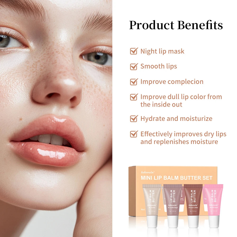 Lips Glosses Lip Butter Balm Set Travel Size Hydrate Moisturize Plump Lips Nourishing Improves Dry Lips Woman Makeup Cosmetics HIP
