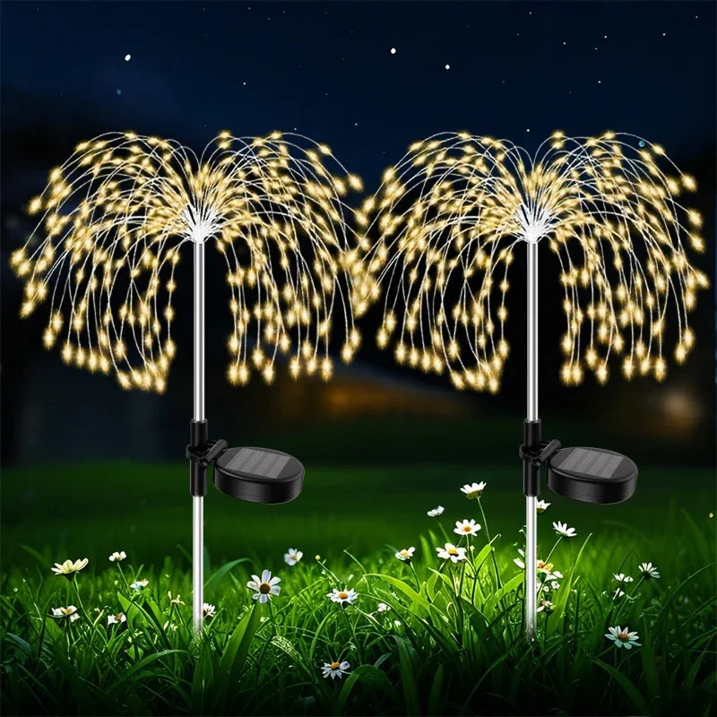 200 LED Solar Dandelion Firework Garden Lights – IP65 Solar Garden Light HIP 60LED 4PCS Warm White