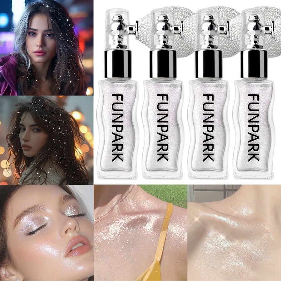 1PC Highlighter Powder Brightens The Whole Body Sparking Face Korean Makeup Lasting Pearlescent White Brown Silver Cosmetics HIP