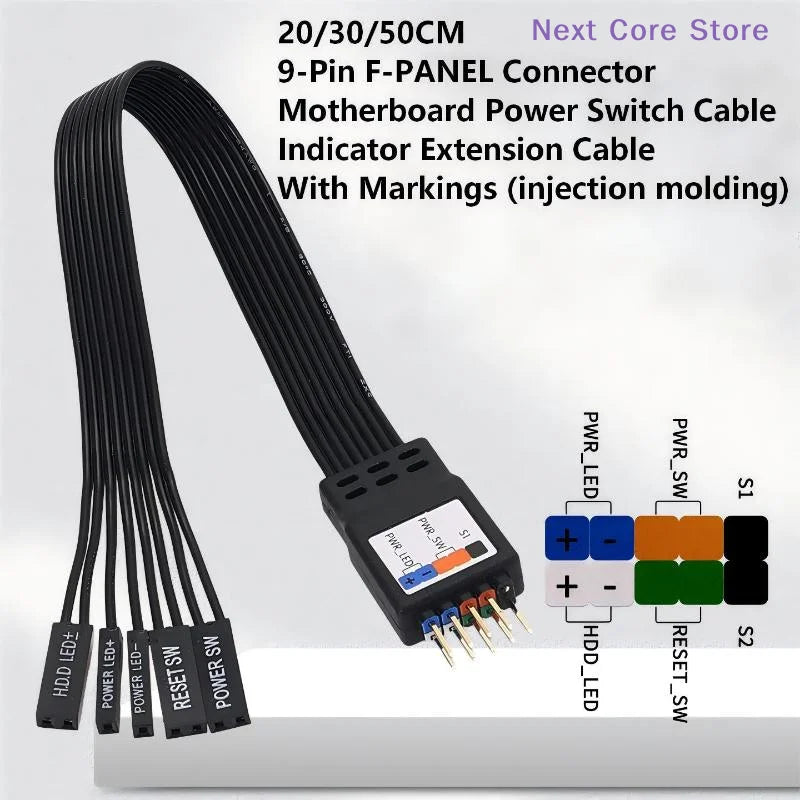 9-Pin Motherboard Front Panel Extension Cable 20/30/50cm Motherboard Extension Cable HIP