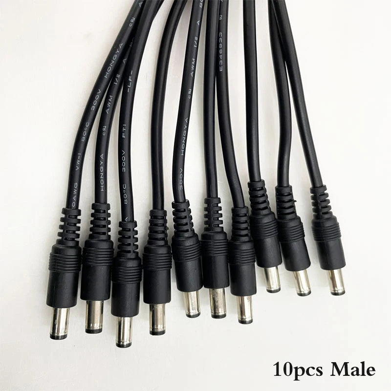 10-Pack DC 5.5x2.1mm Male & Female Cable Connectors for LED Strip DC Power Connectors HIP male