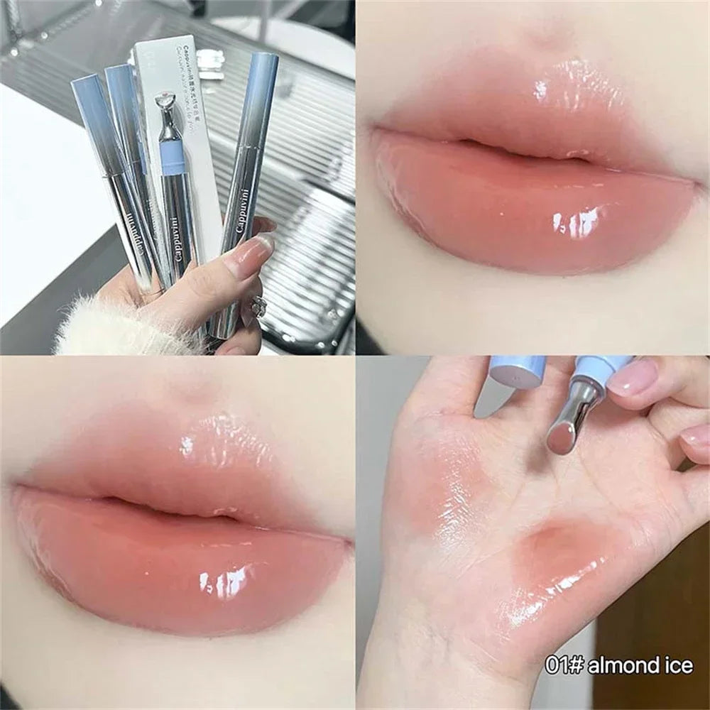 Metal Head Ice Diamond Essence Lip Tint Mirror Water Light Glass Lip Gloss Reduce Lip Wrinkles Moisturizer Lips Pluming Care HIP 01