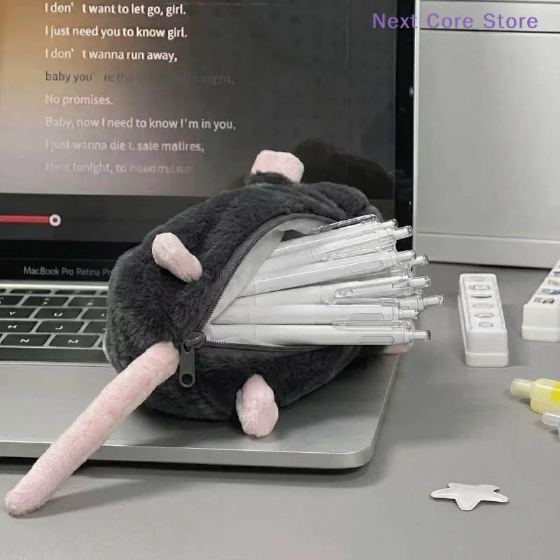 Cute Mouse Plush Pencil Case – Large Capacity Stationery Pouch Plush Pencil Case HIP