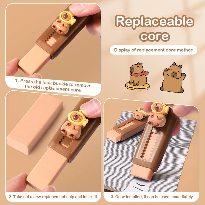 Retractable Capybara Eraser – Novelty Stationery for Kids Novelty Eraser HIP