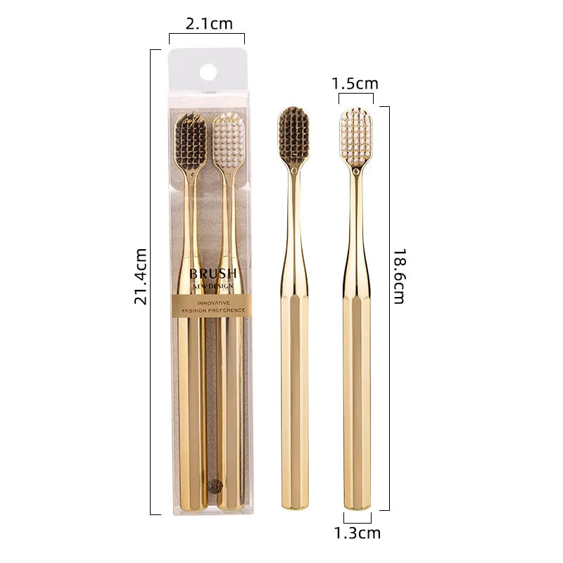 Soft Toothbrush Men Women Adult Tooth Brush Gold Silver Dental Brushes Elegance Gentle Toothbrushes Drop Shipping HIP A