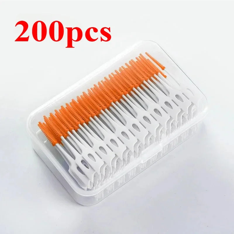 RUZOFO Silicone Interdental Brushes 40/120/200 Pack Interdental Brush HIP C623-orange 200pcs