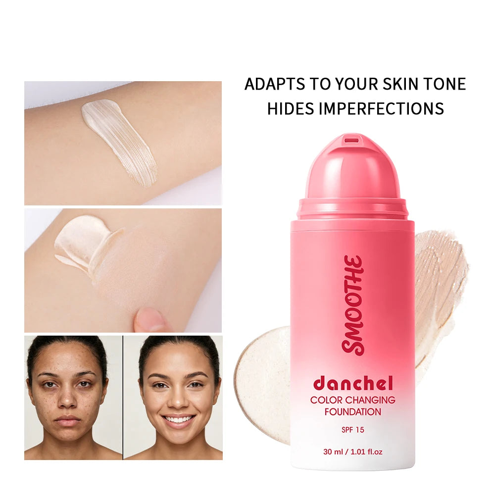 Color Changing Foundation Smart Match Skin Color Medium Coverage Deep Moisturizing SPF15 Sun Protection Natural Look Foundation HIP 1pc