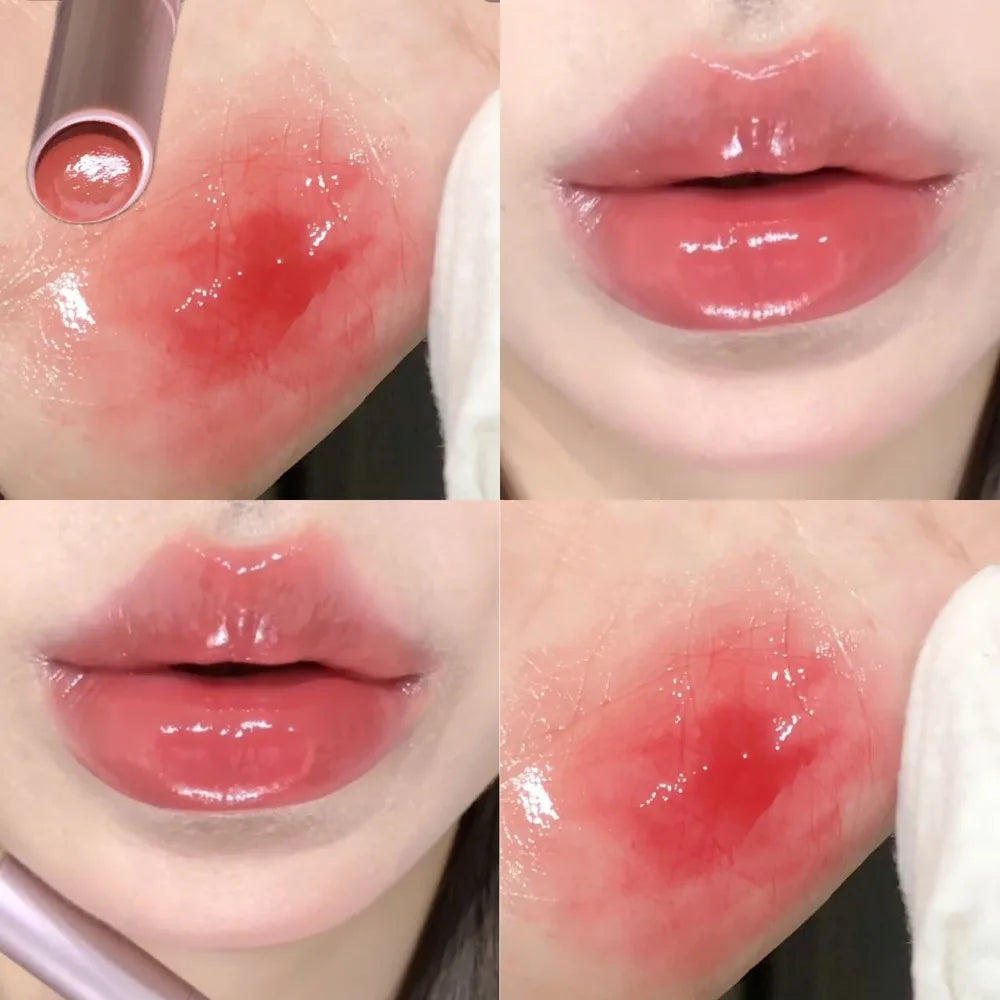 Diamond Pink Glitter Solid Jelly Lip Gloss Pen Moisturizing Mirror Water Lipstick Light Film-forming Non-Fading Gloss Cosmetic HIP 02