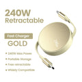Retractable USB-C Cable PD 240W Fast Charging & Data USB-C Charging Cable HIP Yellow