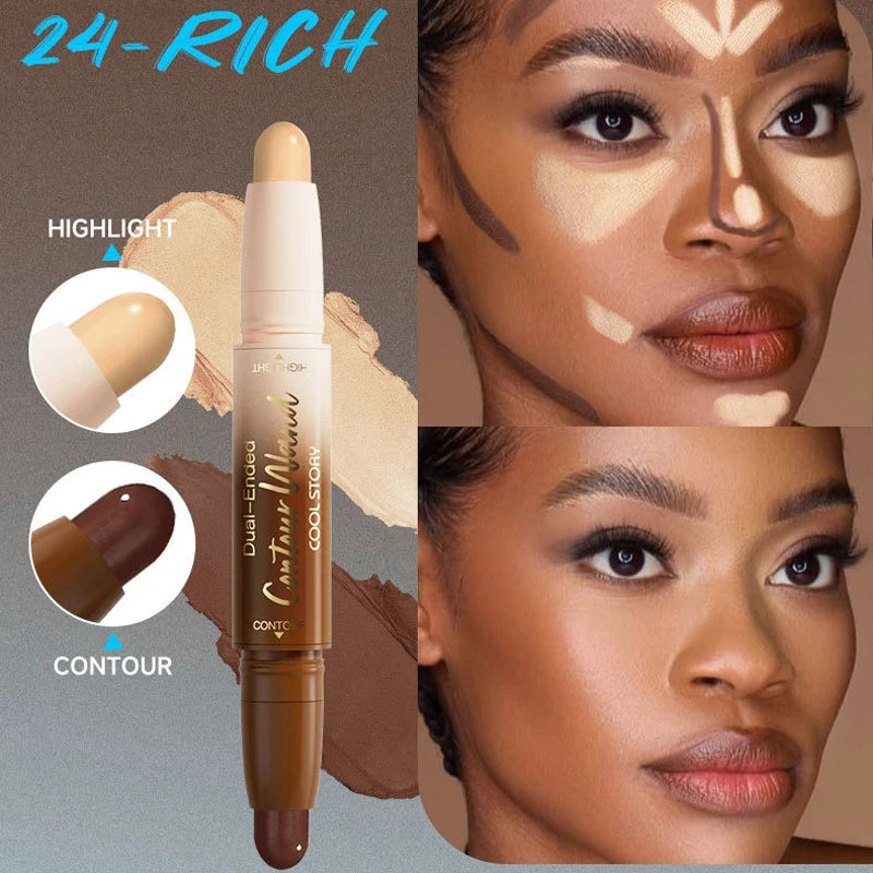 Fair Deep Contour Stick Facial Foundation Concealer Matte Pearlescent Highlighter Nose Shadow V Face Outline Shape Sculpt Wand HIP 24-Rich