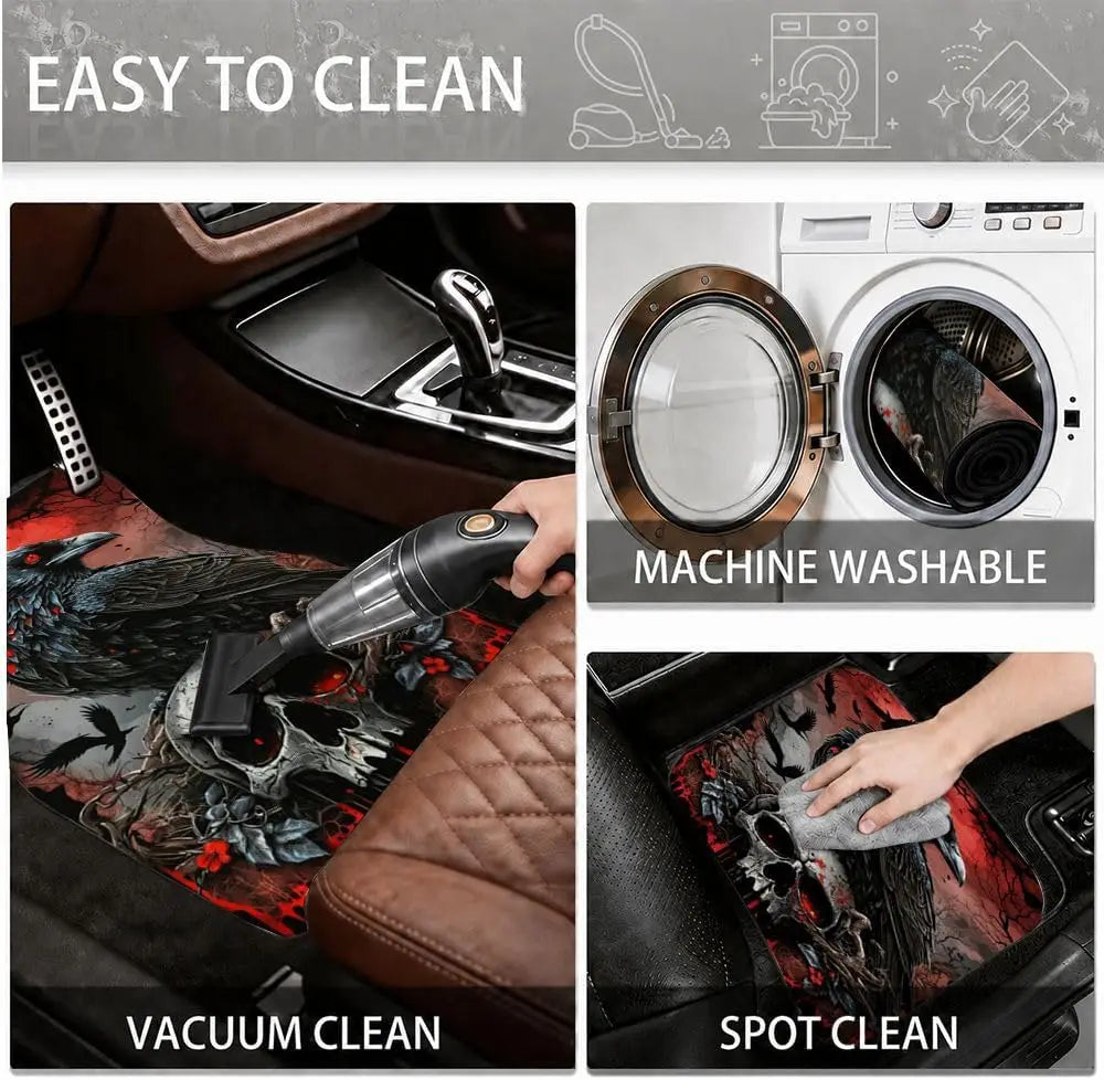 Halloween Gothic Skull Car Floor Mats – All Weather SUV Set Car Floor Mat Set HIP