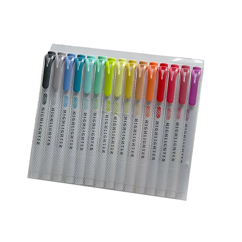 15-Color Double-Ended Highlighter Pen Set | Pastel Markers Highlighter Marker Set HIP StyleA