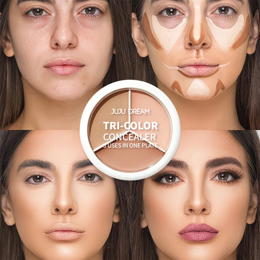 JUJU Dream 3-Color Concealer Palette – Full Coverage Contour Concealer Palette HIP