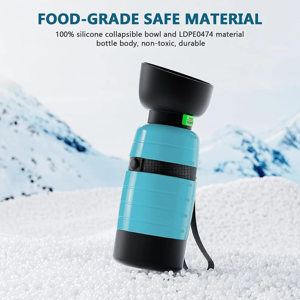 Portable Dog Water Bottle with Food Bowl & Container – 650ml Dog Travel Bottle HIP