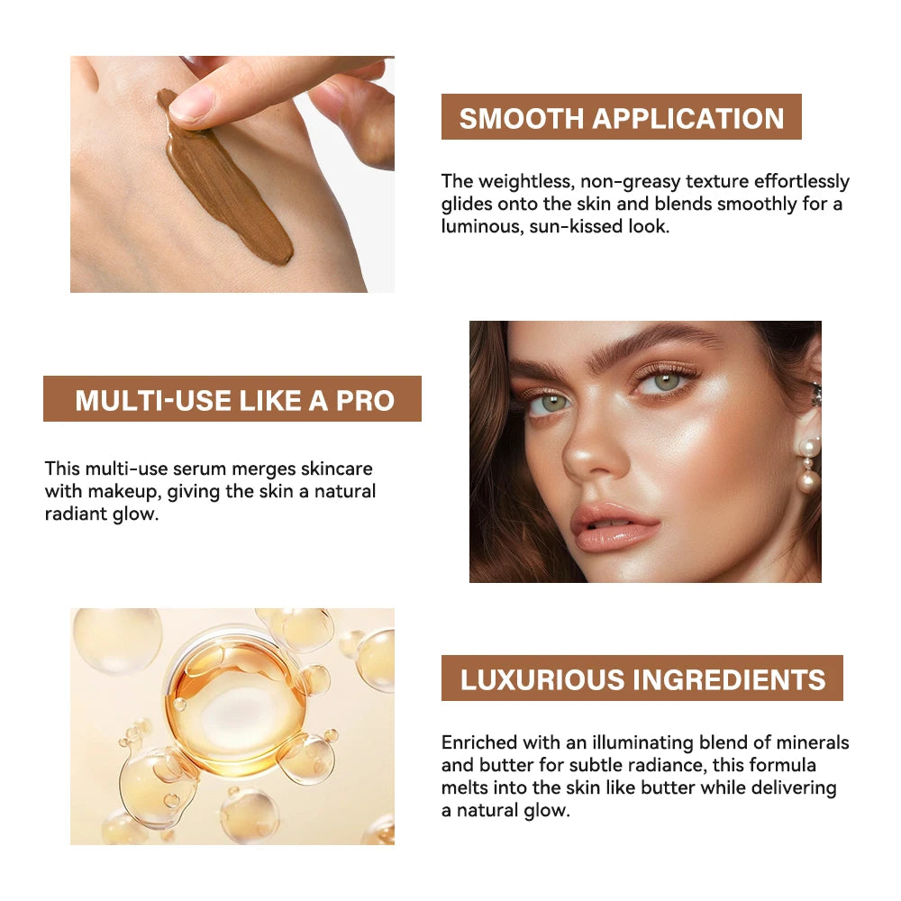Butter Glow Bronzing Serum Bronzing Drops Innovative Nourishing Skincare Natural Sunkissed Complexion Radiant Sunkissed Glow HIP