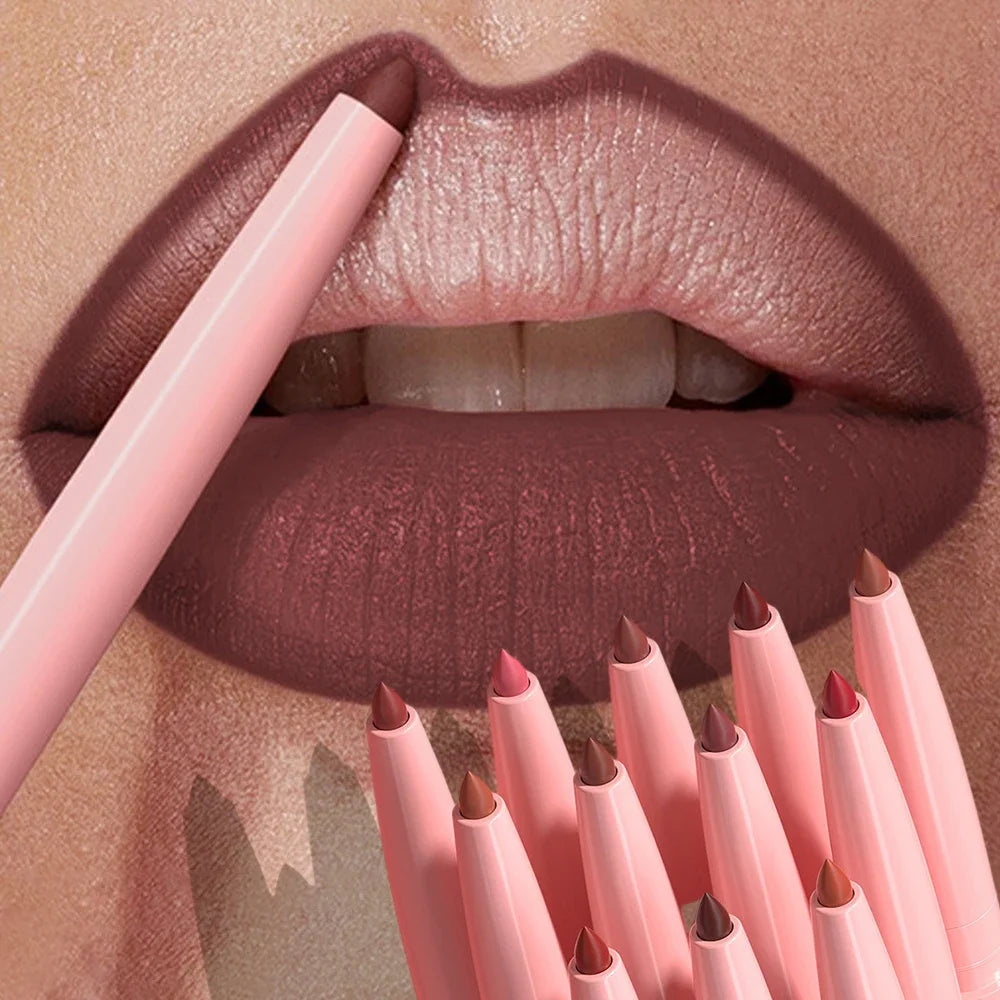 Tapered Nib Lip Liner Pencil Matte Red Brown Plumping Lip Stain Lasting Waterproof Fine Lipstick Slim Lip Outline Contour Makeup HIP