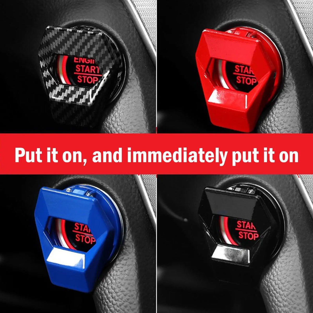 Car Engine Start Stop Switch Button Cover Decorative Auto Accessories Push Button Sticky Cover Car Interior Car-Styling HIP