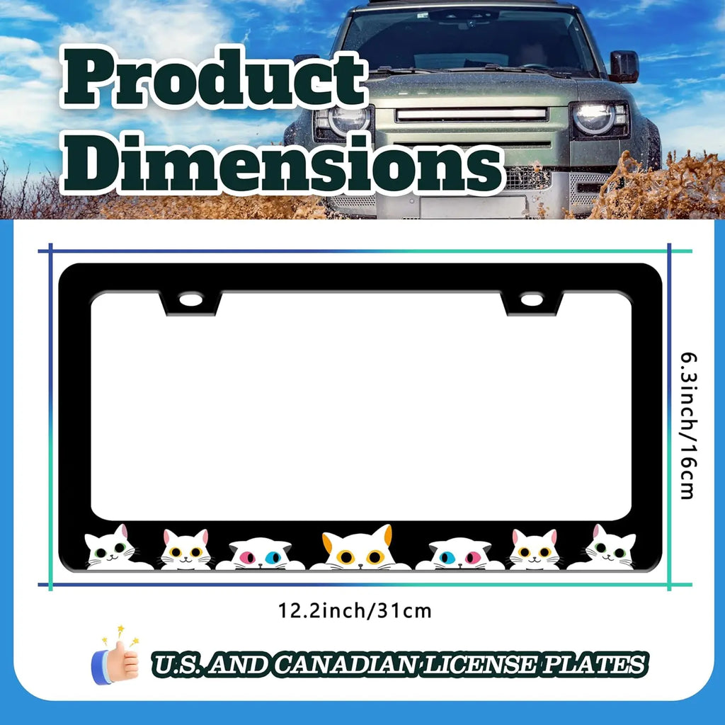 Cute Cat License Plate Frame – Cartoon Cat Head Car Tag Holder License Plate Frame HIP