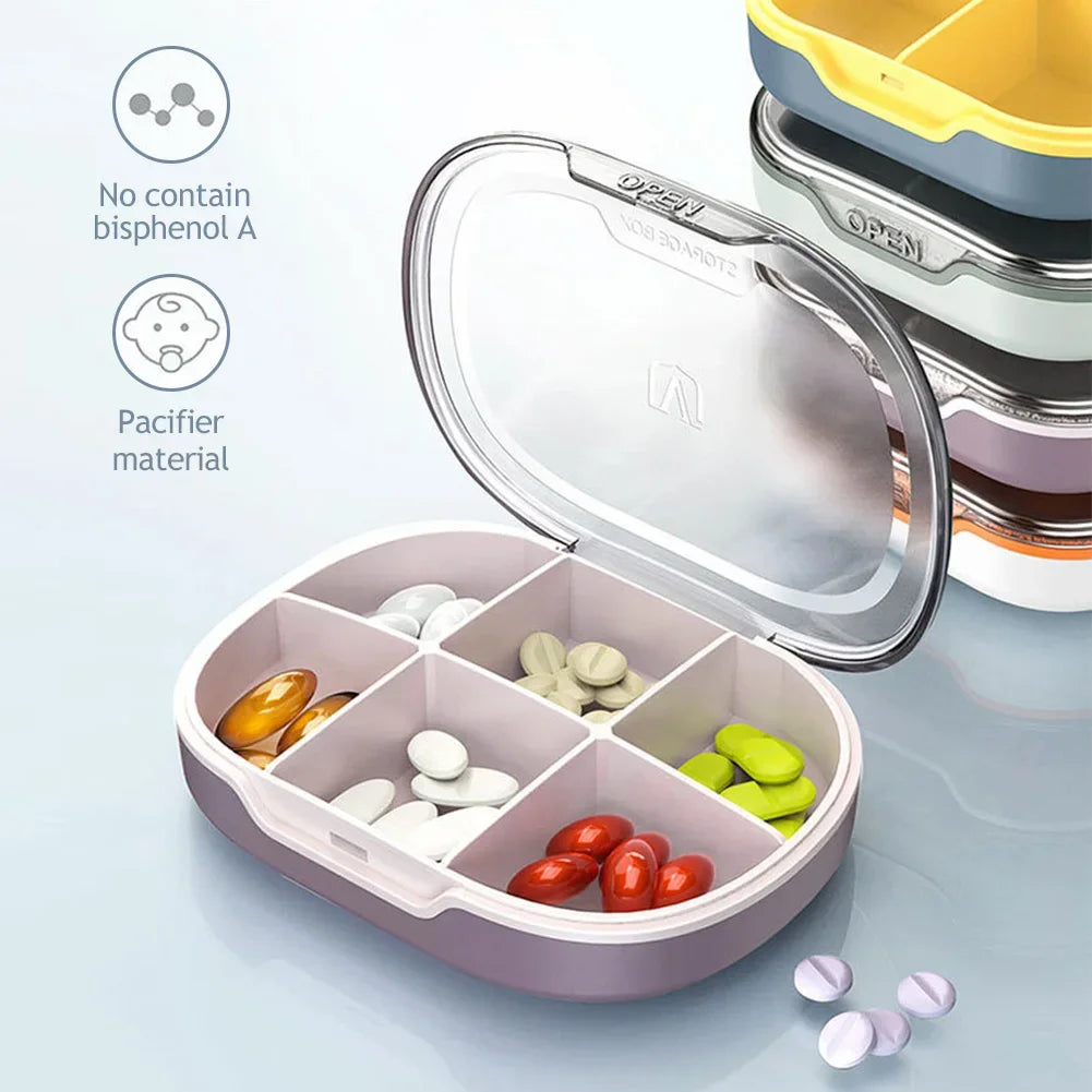 Waterproof 4/6 Grid Sealed Portable Medicine Box Transparent Medicine Multi-functional Subpackage Medicine Box Storage Box HIP
