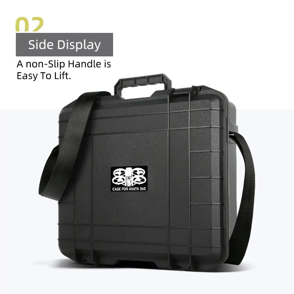 Water-Resistant Drone Safety Case For DJI Avata 360 Fly More Combo Hard Shell Carrying Box With Secure Latch Comfortable Handle HIP
