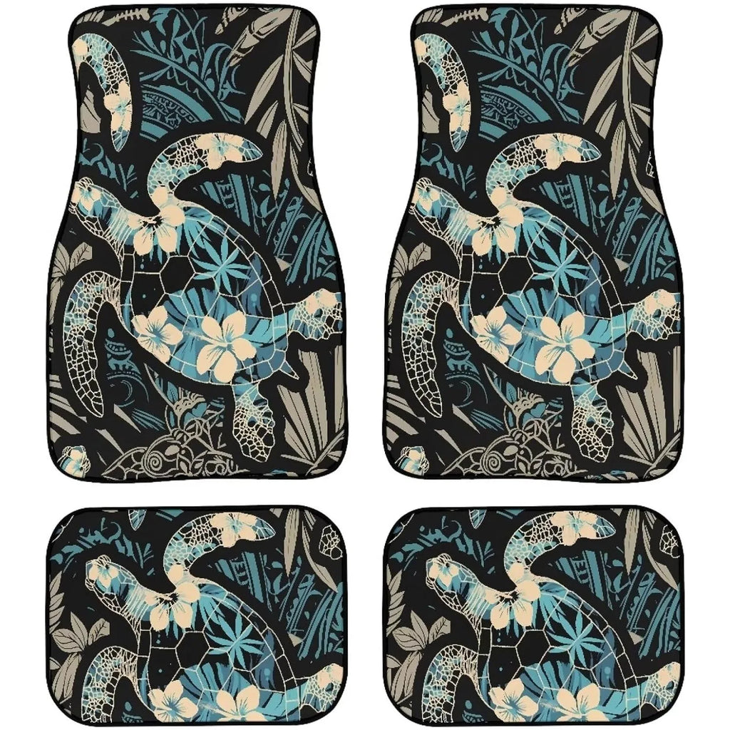 Sea Turtle & Hibiscus Car Floor Mats – Set of 4 Tropical Car Floor Mats HIP one size 1