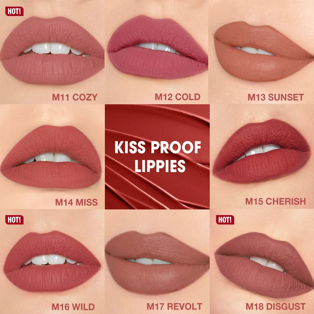 O.TWO.O 8pcs Lipstick Makeup Set Long Lasting Waterproof Lip Stick Smudge-free Matte Sexy Pigmented Velvet Finish Lip Tint HIP