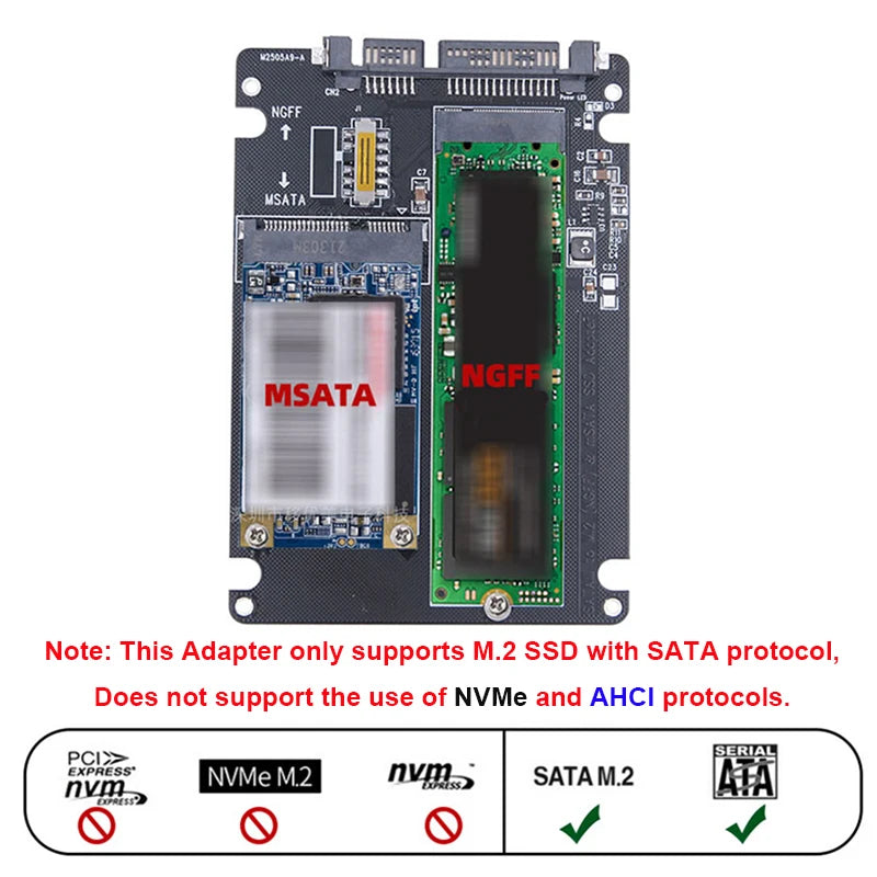 M.2 NGFF & mSATA to SATA 3.0 Dual SSD Adapter with Switch SSD Adapter Card HIP
