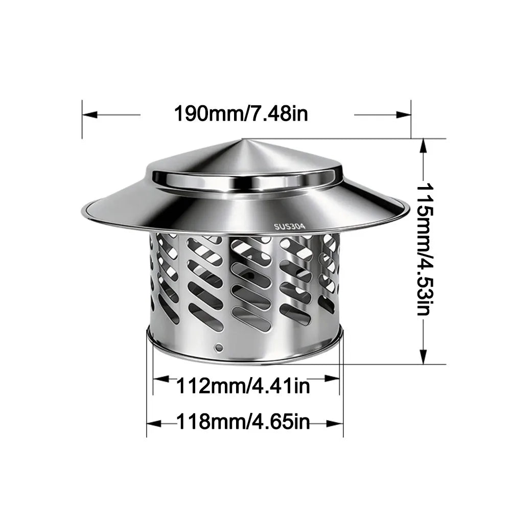 Stainless Steel Chimney Cap 80–200mm | Vent Exhaust Cover Chimney Vent Cap HIP 110